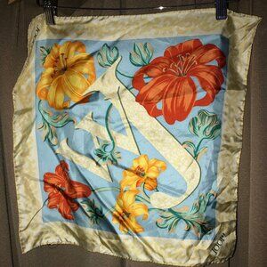 JOOP 100% Silk orange yellow flowers print scarf